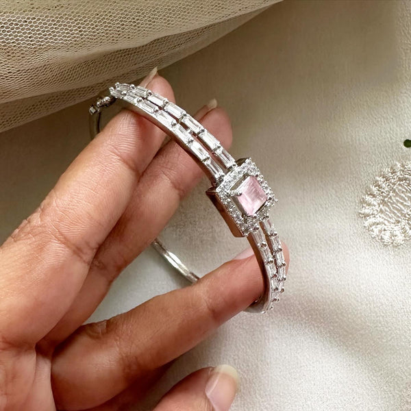 Silver CZ square thins bracelet