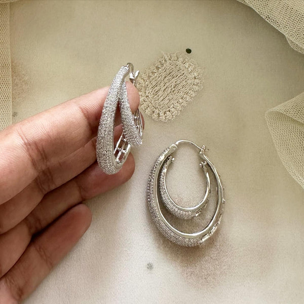 Hola Hoops silver CZ earrings