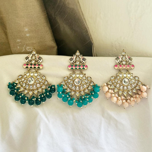 Polki Kundan Haathi Chaandbali earrings - Adorna