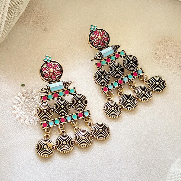 Antique gold Swirl buttons earrings
