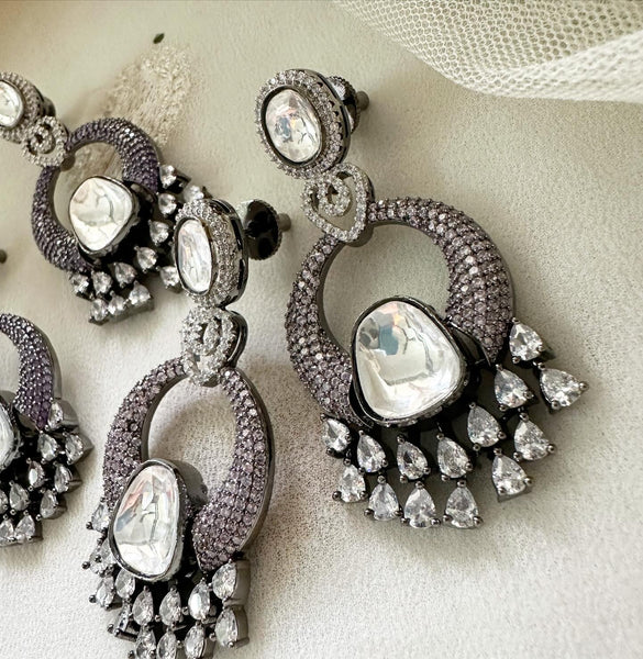 Polki CZ Chaand party earrings
