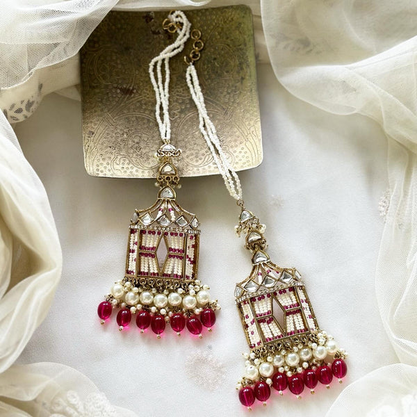 Polki Kundan palanquin earrings - Adorna