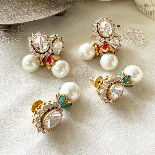 Polki Kundan Jadau umbrella pearl drops