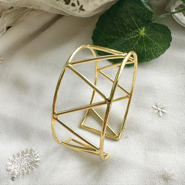 Chevron gold bangle/cuff bracelet - Adorna