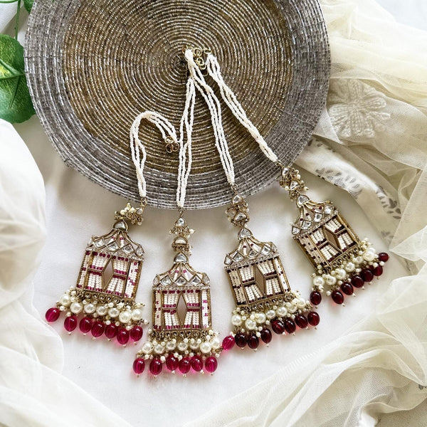 Polki Kundan palanquin earrings - Adorna