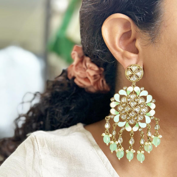 Enamel hand-painted cocktail earrings