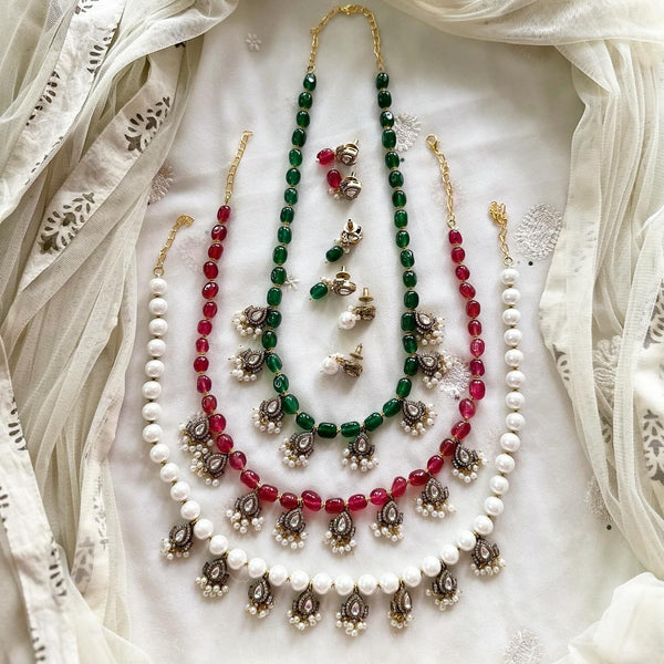 Victoria tear drops beaded mala set - Adorna