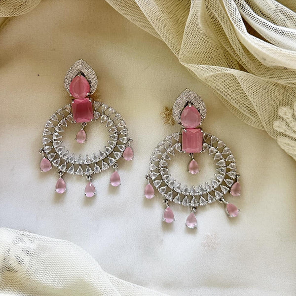 Silver CZ Circle Shine earrings - Adorna