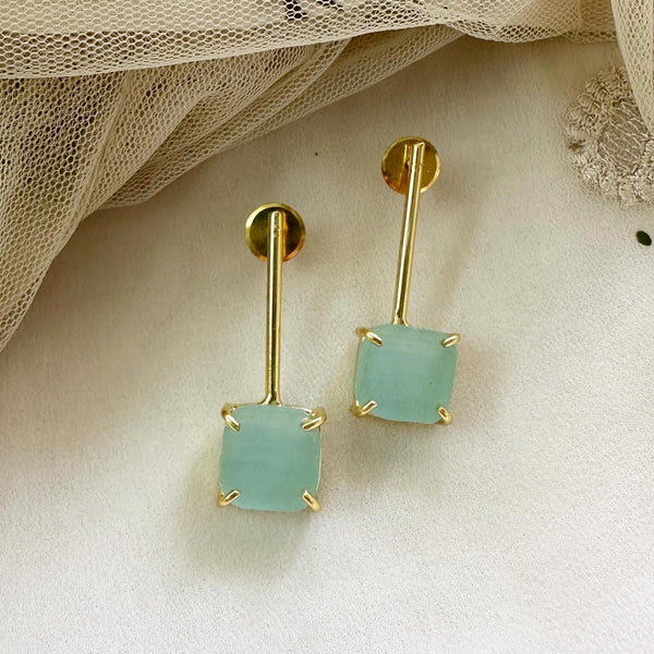 Sleek Raw stone dropper earrings - Adorna
