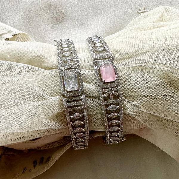 Silver CZ Rectangle bands bracelet