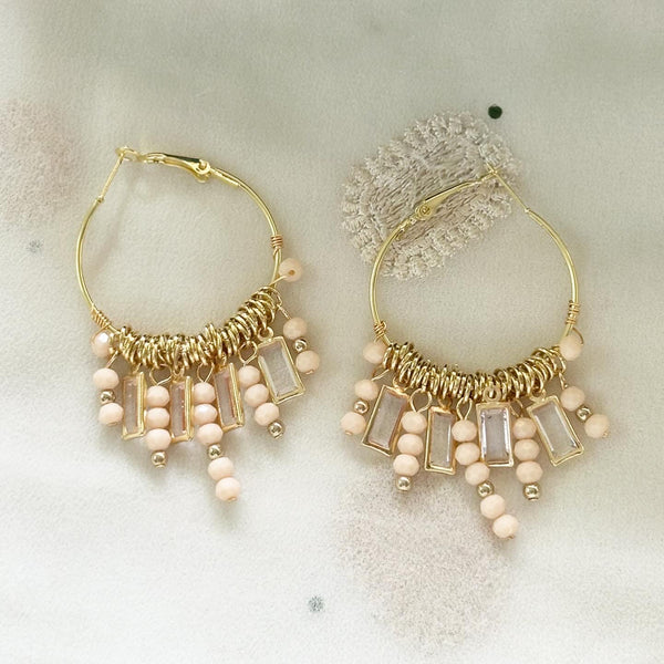 Color beaded hoop earrings