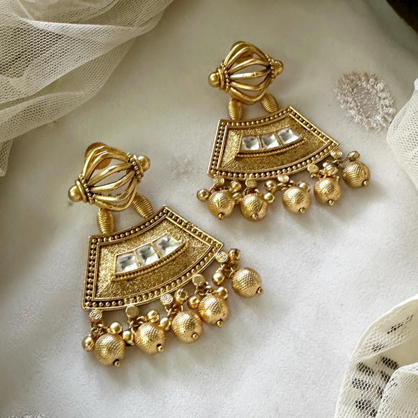 Gold Polki Swing Pret earrings - Adorna