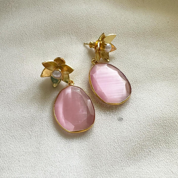 Colour stone flower tops earrings