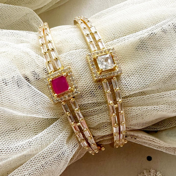 Gold CZ square thins bracelet