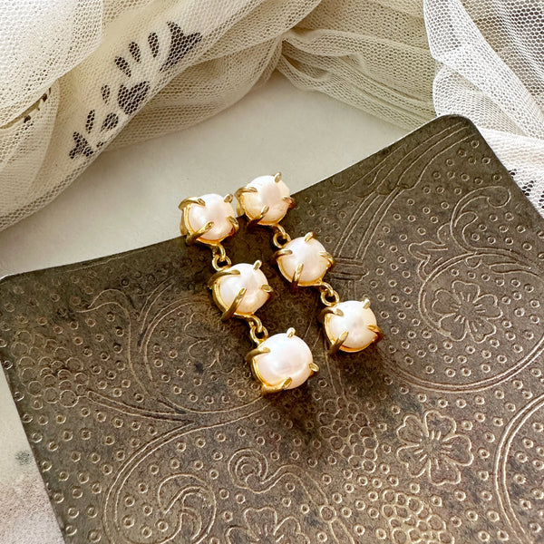 Triple Pearl drops earrings