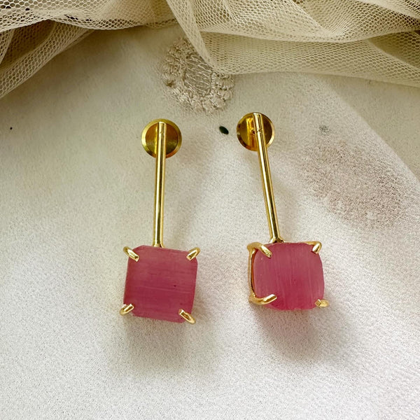 Sleek Raw stone dropper earrings - Adorna