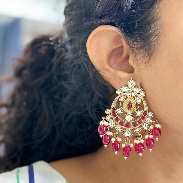 Polki Petal Chandbali earrings