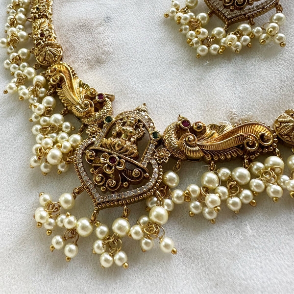 Antique Matte Lakshmi Peacock Designer pipe short set