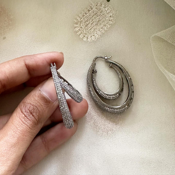 Hola Hoops silver CZ earrings