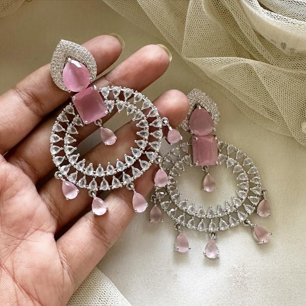 Silver CZ Circle Shine earrings - Adorna