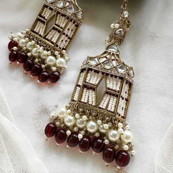 Polki Kundan palanquin earrings - Adorna