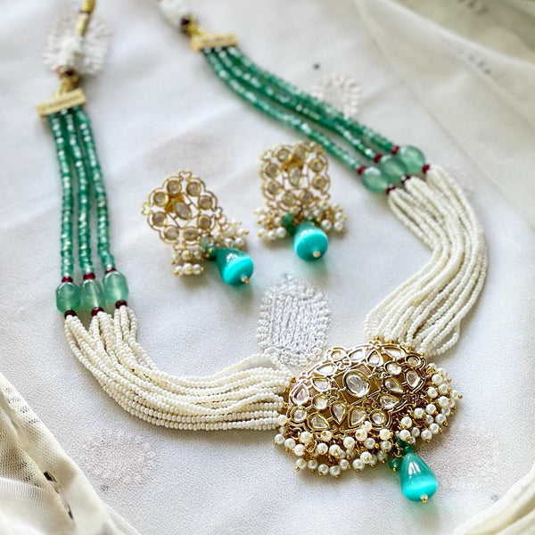 Imperial polki kundan Green short neckset