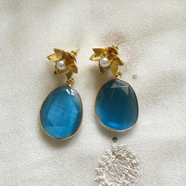 Colour stone flower tops earrings
