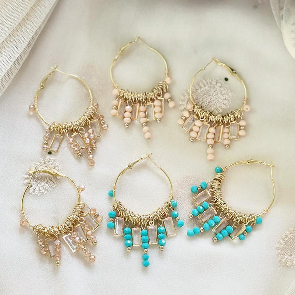 Color beaded hoop earrings