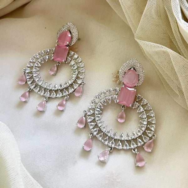 Silver CZ Circle Shine earrings - Adorna