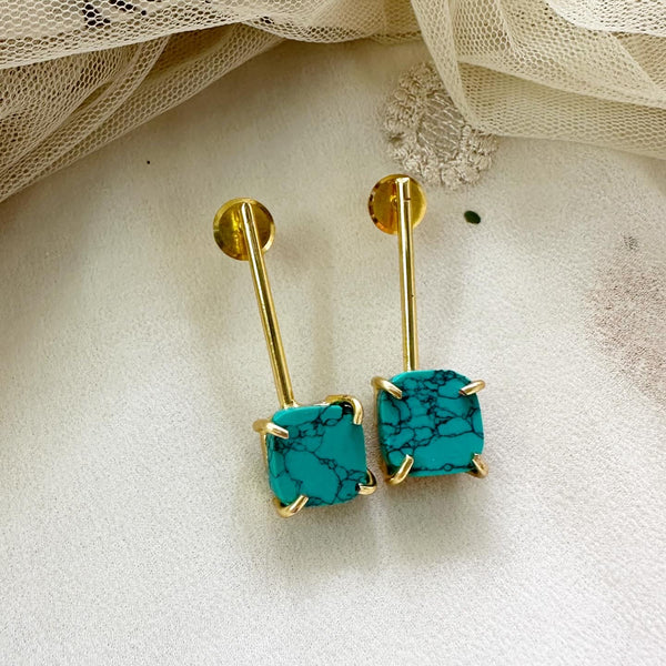 Sleek Raw stone dropper earrings - Adorna
