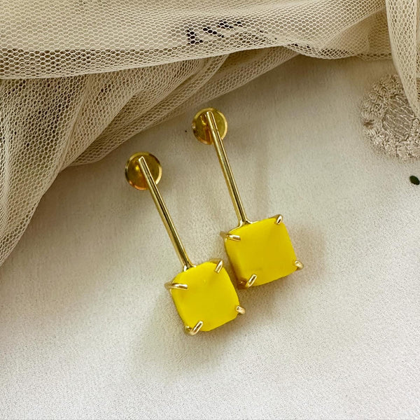 Sleek Raw stone dropper earrings - Adorna