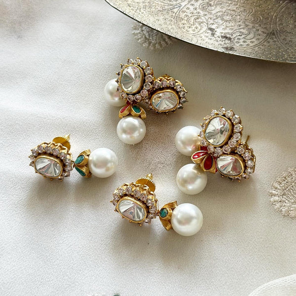 Polki Kundan Jadau umbrella pearl drops