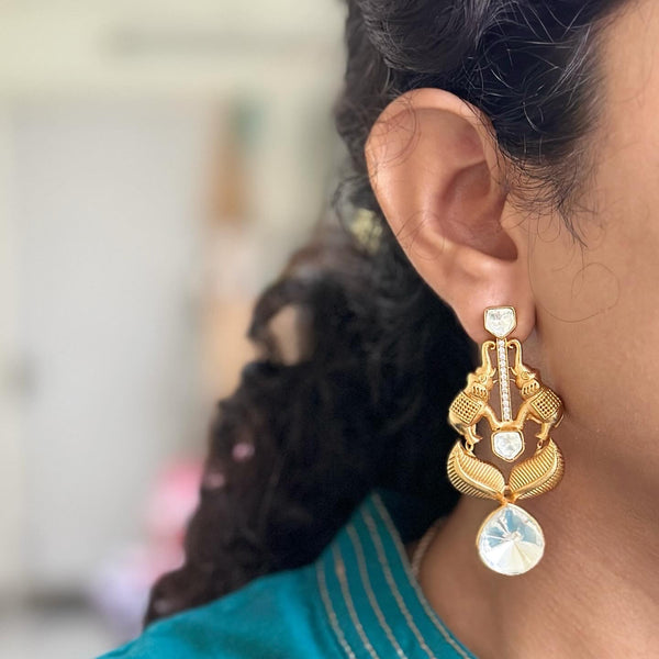 Contemp Haathi Polki long studs