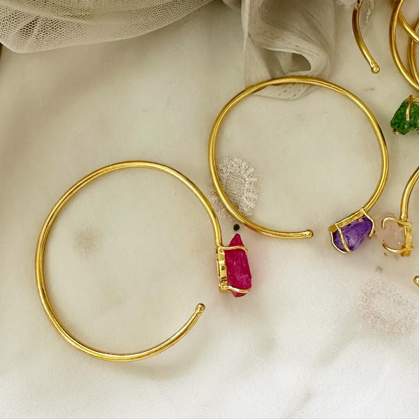 Crown Raw Stone Open bracelet - Adorna