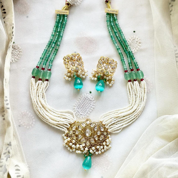 Imperial polki kundan Green short neckset