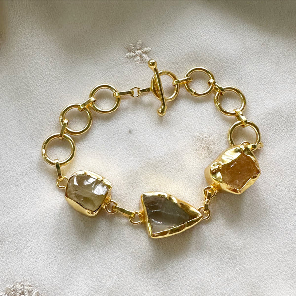 Raw stone openable bracelet
