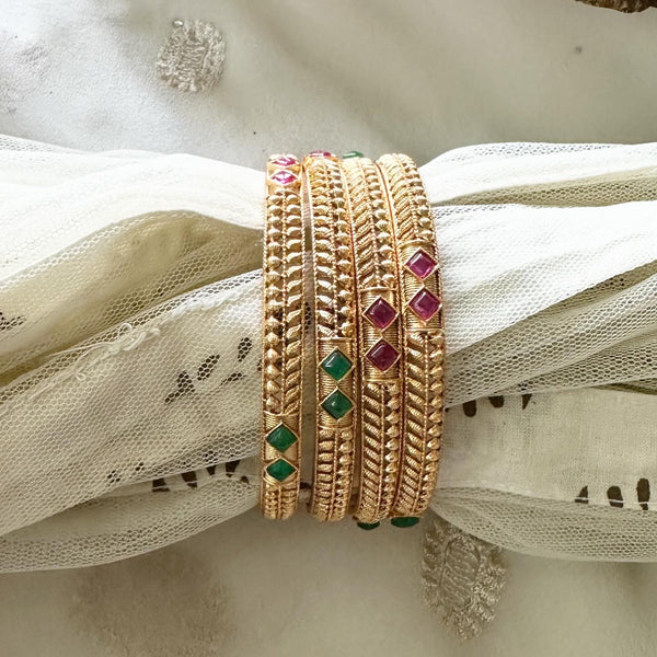 Matte Kemp Leaf bangles - Set of 4