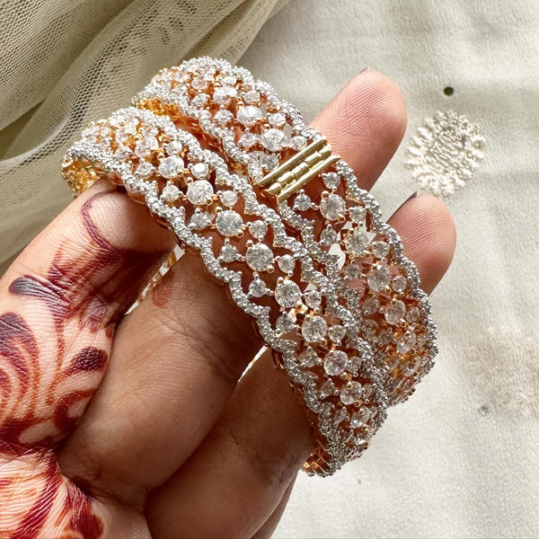 Gold AD close weave bangles - size 2.6 - set of 2