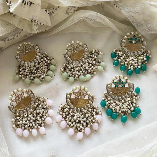 Polki Kundan Full circle Tassel earrings - Adorna