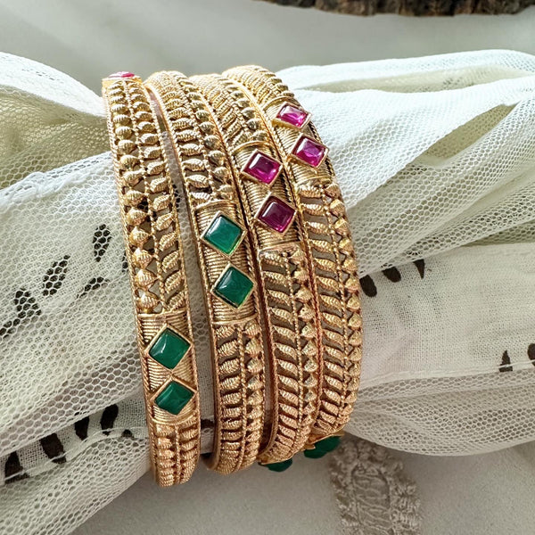 Matte Kemp Leaf bangles - Set of 4