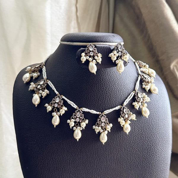 Victoria CZ tear drops Pearl mala set