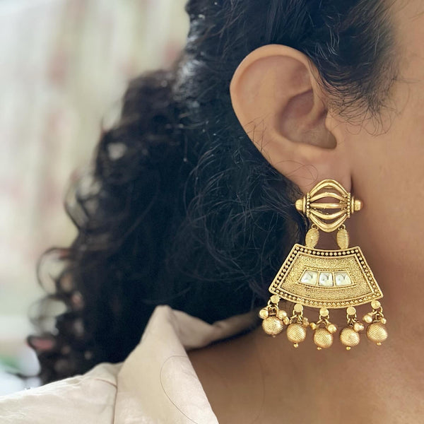 Gold Polki Swing Pret earrings - Adorna
