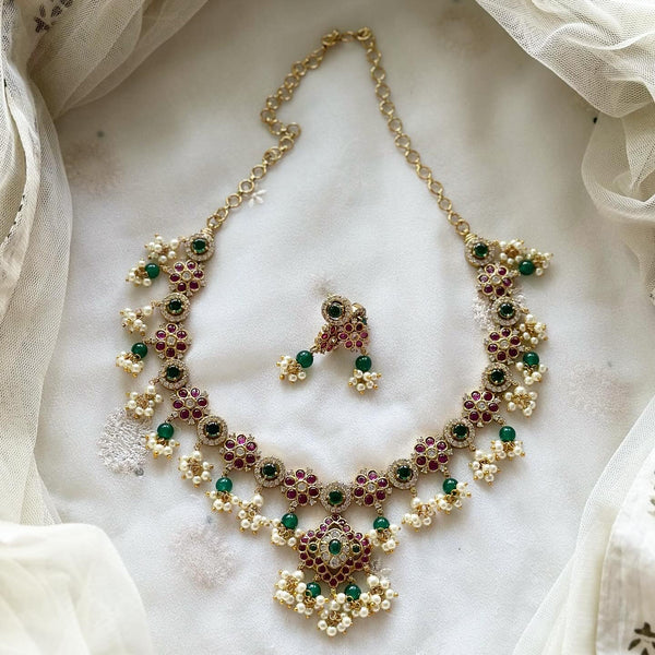 Zelena - Antique Kemp green beaded gutta short set