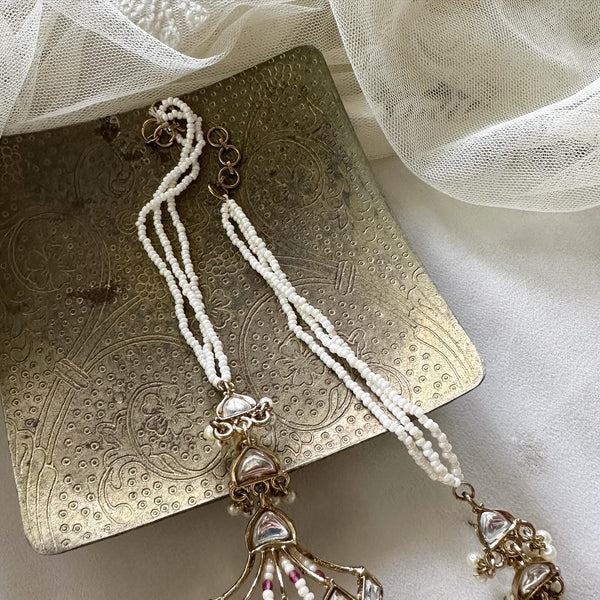 Polki Kundan palanquin earrings - Adorna