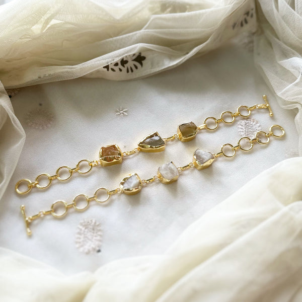 Raw stone openable bracelet