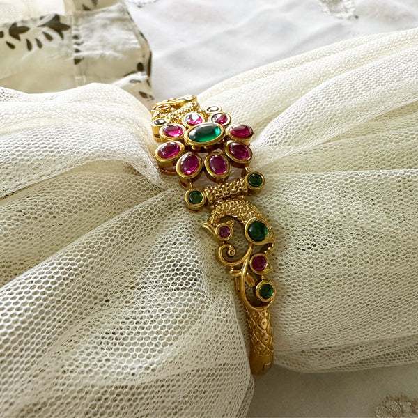 Floral Peacock Kemp Kada/bracelet