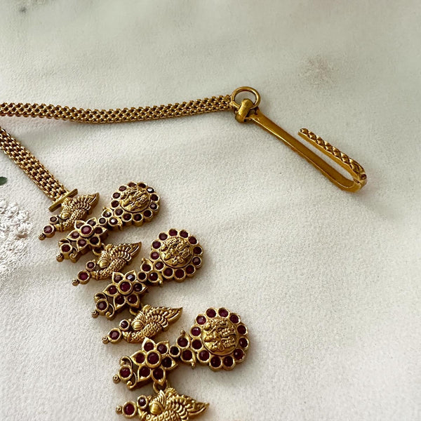 Bridal Antique Curved paisley pearl drop hip chain