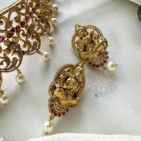 Antique matte kemp AD peacock filigree choker set