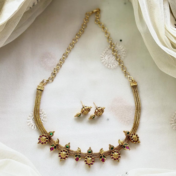 Antique Matte Kemp floral Paisley mesh set - Ruby-Green