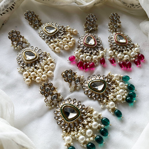 Polki 1D Floral long earrings